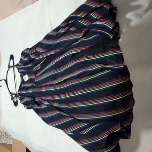 Torrid Black Rainbow 🌈 Striped Chiffon Midi Dress Size 3